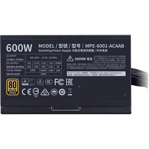Блок питания Cooler Master MWE Bronze V2 600W (MPE-6001-ACAAB-EU) фото 3