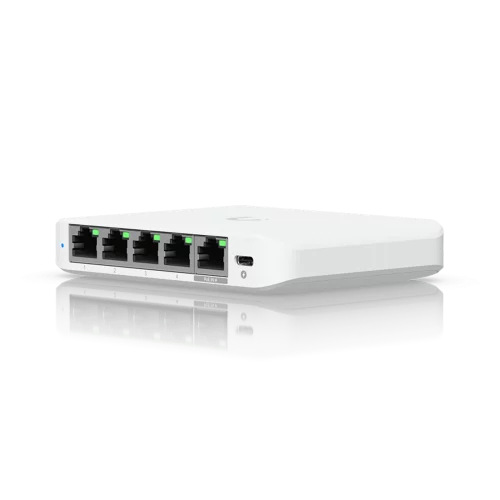 Коммутатор Ubiquiti UniFi Switch Flex Mini 2.5G Compact, 5-port 2.5G switch that can be powered with PoE or a USB-C adapter. (USW-FLEX-2.5G-5)