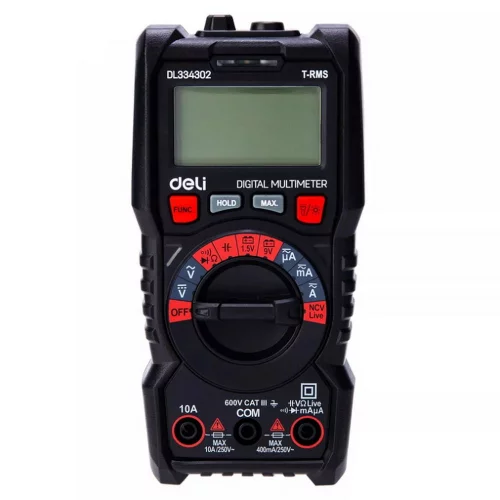 Многофункциональный цифровой мультиметр Deli DL334302 напряж. 0,2-600В, AC/DC, ЖК-дисплей