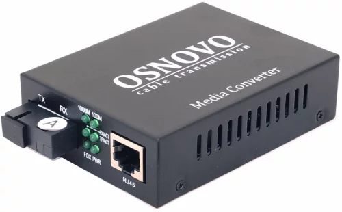 Медиаконвертер OSNOVO OMC-1000-11S5a Оптический Gigabit Ethernet медиаконвертер для передачи Ethernet по одному волокну одномодового оптического кабеля до 20км. Поддерживает скорость 10/100/1000М (IEEE 802.3i, IEEE