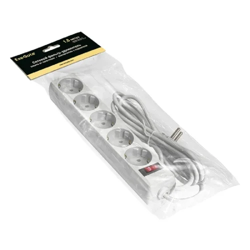 Exegate EX221174RUS Сетевой фильтр Exegate SP-5-1.8W (5 розеток, 1.8м, евровилка, белый) фото 2