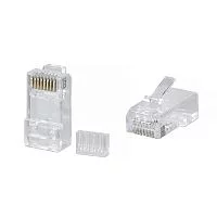 Коннектор Cabeus 8P8C-C6-TWP Коннектор RJ-45 под витую пару, категория 6, универсальный (для одножильного и многожильного кабеля), для проводников с толщиной по изоляции до 1,05 мм, со вставкой