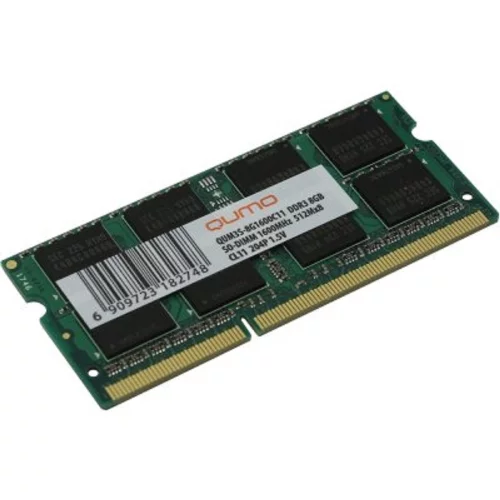 QUMO DDR3 SODIMM 8GB QUM3S-8G1600C11(R) PC3-12800, 1600MHz OEM/ RTL (QUM3S-8G1600C11R)