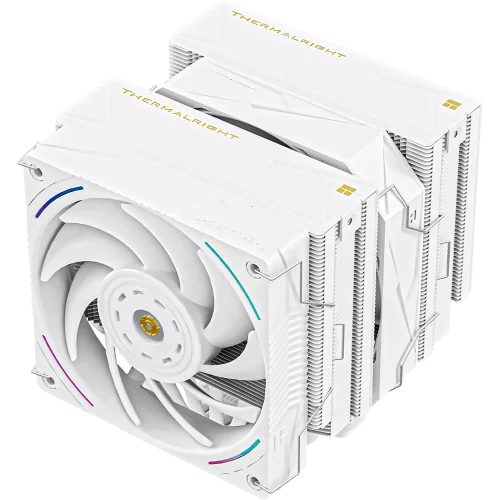 Кулер для процессора/ CPU Cooler Thermalright Royal Pretor 130 Ultra White (4-pin PWM, 158mm, Ni/ Cu, 7x6mm, 1x120mm ARGB +1x130mm, 69CFM/ 81.88CFM, 27dBA/ 28.3dBA, 2150RPM/ 1750RPM, S: 1200, 1700, 1851, (RP130-U-WH)