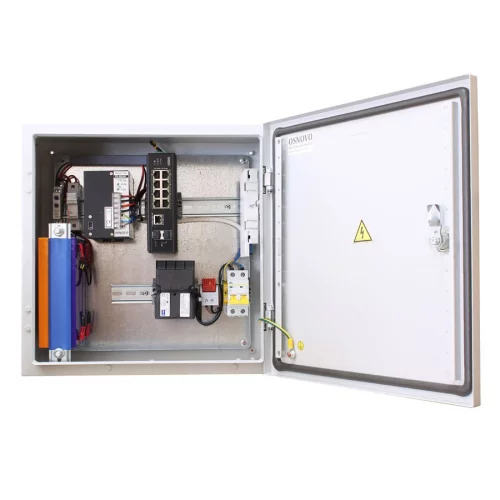 Уличный коммутатор OSNOVO OSS-44TB1(SW-60812/I) Уличный коммутатор в корусе из нержавеющей стали с термостабилизацией и резервным питанием на базе уличной станции OSNOVO OSS-44TB1. Порты: 6 x FE (10/100Base-T) с PoE (до