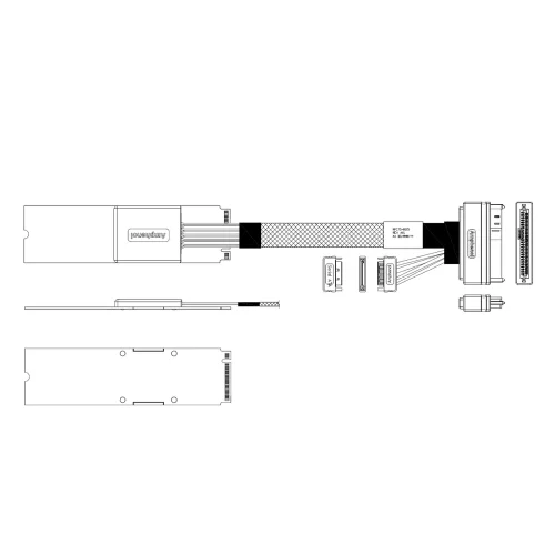 Кабель Amphenol RPC75-0025 Cable M.2 (75pin) -TO- U.2 SFF8639 , 100 Ohm, PCIe Gen3, L:50cm
