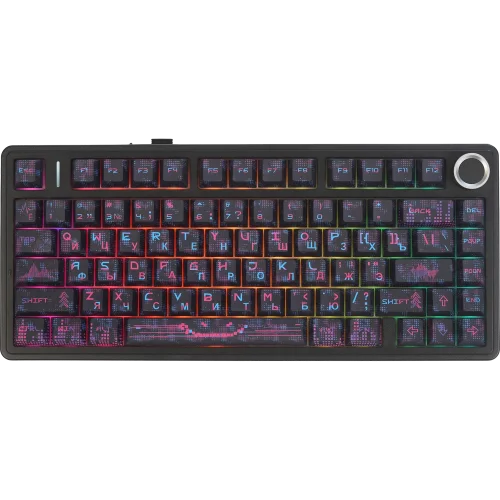 Игровая клавиатура/ Беспроводная механическая клавиатура AULA F75 Чёрный Neonight Бесшумные Cotton Candy свитчи РУС (Bluetooth, 2.4 Гц) (6978080506412)