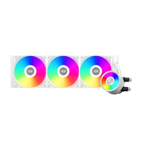 Система охлаждения/ Water Cooling System PCCooler DA360 Pro ARGB WH (300W, 360mm, White, ARGB/ Fans: 3x120mm, 75.8CFM, 33.7dBA, 2200RPM/ Pump height 57mm, 28dBA, 3000RPM, Rad thickness 27mm/ S: 1851,