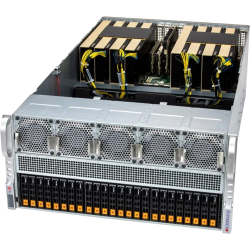 Серверная платформа/ Supermicro GPU SuperServer SYS-522GA-NRT (X14DBG-AP, CSE-528G2TS-R9K60P) 5U, 2x LGA-7529, 24x DDR5 ECC RDIMM, 24x 2.5 HS NVMe, 2x M.2 NVMe, 13x PCIe 5.0 x16 FHFL slots, 2x RJ45 1