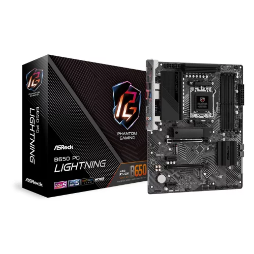 Материнская плата ASROCK B650M PG LIGHTNING, AM5, B650, 4*DDR5, 4*SATA, 3*M.2, 3*USB 3.2, 4*USB 2.0, Type-C, 2*PCIx16, 1*M.2 (Key E), HDMI+DP, mATX