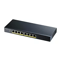 Коммутатор/ Zyxel GS1900-8HP Smart L2 PoE+ Switch , 8xGE PoE+, Desktop, Silent, Budget PoE 70W (GS1900-8HP-EU0103F)