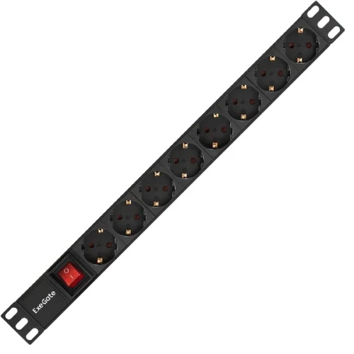 Exegate EX280842RUS Блок розеток ExeGate ServerPro PDU-19H803 Al-8S-EU2-SW, 19,1U,алюм, 8Schuko, евровилка, 2м фото 2