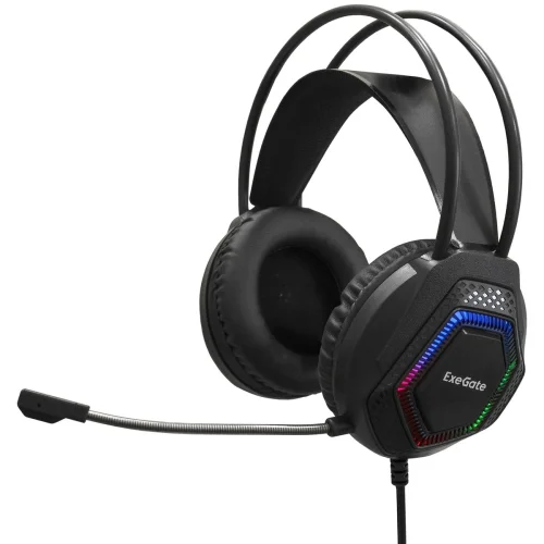 ExeGate Cosmos HS-704GL (объемный звук 7.1, длина кабеля 2.5м, динамик 50мм, 20-20000Гц, RGB подсветка, USB интерфейс, регулировка громкости, Color Box) (EX289747RUS)