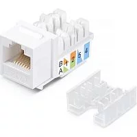 Cabeus KJ-RJ45-Cat.5e-90-SW Вставка Keystone Jack RJ-45, категория 5e, заделка 110 тип, белая, со стяжкой