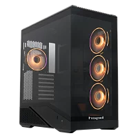 Корпус без блока питания/ Case HSPD F711, Panoramic Full Tower, Black, TG, 0.7 SPCC, 4x120mm ARGB ATX, mATX, mITX 190/ 420/ 280mm 2x2.5", 2x3.5", 7xPCI 1xUSB-A 3.0, 1xUSB-C 445x235x475mm (F711-TGBK- ARGB)