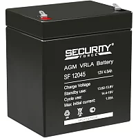 Батарея SECURITY FORCE серия SF, SF 12045, напряжение 12В, емкость 4.6Ач (разряд 20 часов), макс. ток разряда (5 сек.) 60А, макс. ток заряда 1.35А, свинцово-кислотная типа AGM, клеммы F1, ДxШxВ 90х70х101мм., вес кг., срок службы 3-5 лет./ Battery SECURIT
