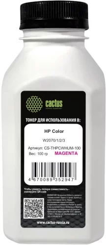 Тонер Cactus CS-THPCWHUM-100 пурпурный флакон 100гр. для принтера HP Color W2070/1/2/3