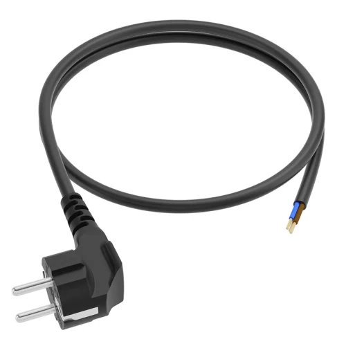 GCR Кабель питания PROF 2.0m, евровилка угловая Schuko - без разъема, черный, 3*1,5mm, GCR-55365