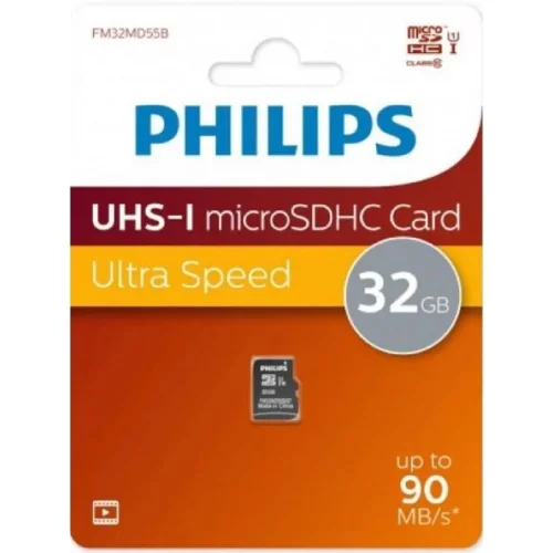 Micro SecureDigital 32GB PHILIPS High Speed microSDHC Class 10 90MB/ s (FM32MD55B/97)