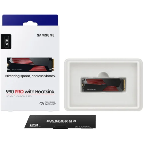 Твердотельный накопитель SSD M.2 2280 4TB Samsung 990 PRO with Heatsink MZ-V9P4T0GW PCIe Gen4x4 with NVMe, 7450/6900, IOPS 1600/1550K, MTBF 1.5M, Samsung V-NAND TLC, 4GB LPDDR4MB, 2400TBW, RTL фото 13