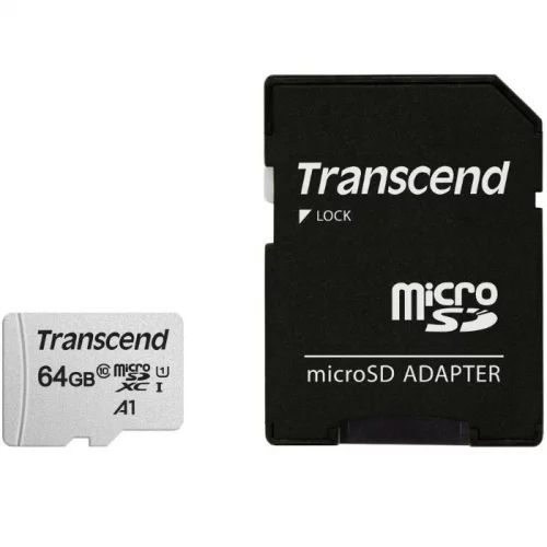 Карта памяти/ Transcend 64GB microSDXC Class 10 UHS-I U1 R95, W45MB/s with SD adapter (TS64GUSD300S-A)