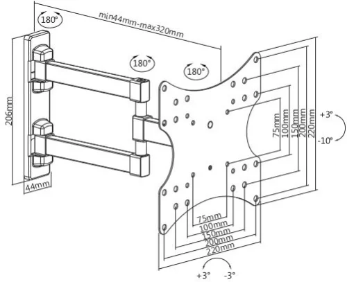 Кронштейн для телевизора Ultramounts UM867W белый 23-42 макс.20кг настенный поворот и наклон фото 2