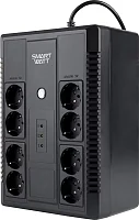 Источник бесперебойного питания SMARTWATT ИБП линейно-интерактивный, 650/ 360 ВА/ Вт, напольный, LED дисплей, USB, RJ11/ 45, розетки Shuko - 8 шт., встр. АКБ 1*7 Ач (3703020270004) (UPS SAFE PRO 650)