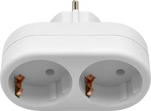 Адаптер-переходник Defender TA-03 (2 розетки) белый (пакет ПЭ) (99107) фото 2