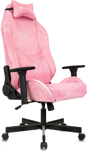 Кресло игровое Knight N1 Fabric розовый Velvet 36 с подголов. крестов. металл (KNIGHT N1 PINK)