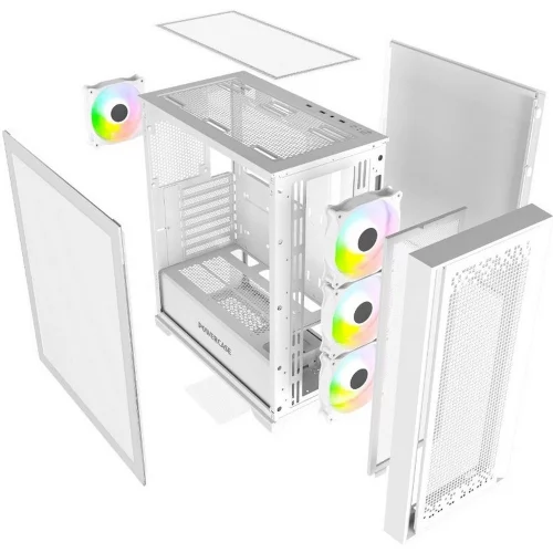 Powercase ByteFlow White, Tempered Glass, 4x 120mm ARGB fans, ARGB HUB, белый, ATX (CBFW-A4) фото 8