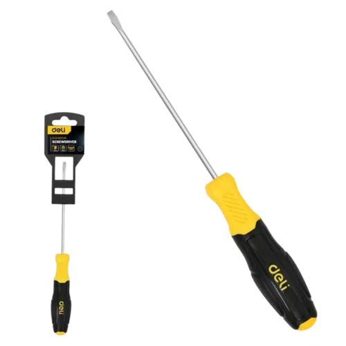 Шлицевая отвертка Deli DL6381501N 8х150мм сталь Cr-V, двухкомпонентная прорезиненная рукоять