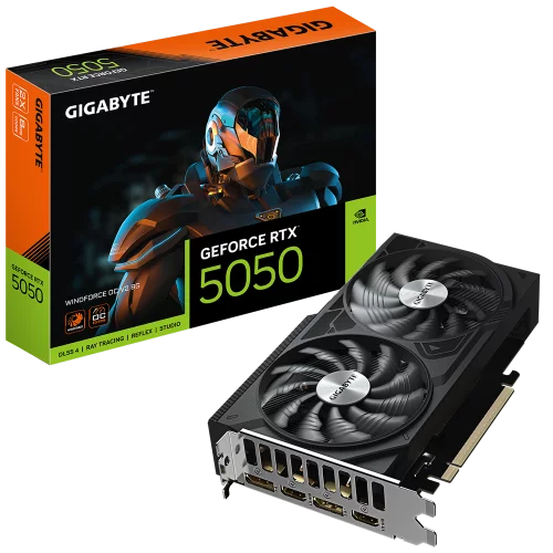 Видеокарта Gigabyte RTX5050 WINDFORCE OC V2 8GB GDDR6 128bit 2xDP 2xHDMI 2FAN RTL (GV-N5050WF2OCV2-8GD)