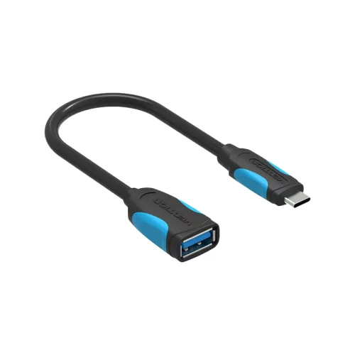 Адаптер-переходник Vention USB Type C M/ OTG USB 3.0 AF, гибкий - 0,1м.