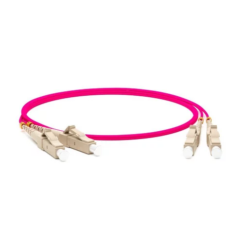 Кабель оптический Hyperline FC-D2-504-LC/PR-LC/PR-H-1.5M-LSZH-MG Патч-корд волоконно-оптический (шнур) MM 50/125, OM4, LC-LC, duplex, 10G/40G, LSZH, 1.5м