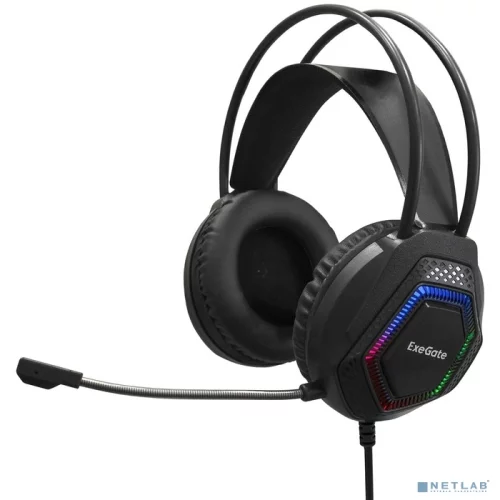 ExeGate Cosmos HS-704GL (объемный звук 7.1, длина кабеля 2.5м, динамик 50мм, 20-20000Гц, RGB подсветка, USB интерфейс, регулировка громкости, Color Box) (EX289747RUS)