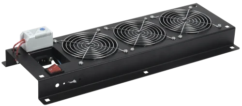 Вентиляторная панель с выключателем и термостатом 3 модуля чёрная (FM05-32M)