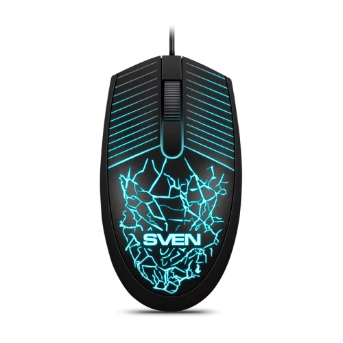 Мышь SVEN RX-70 чёрная (2+1кл. 1200DPI, подсветка, каб. 1,5м, блист.) (SV-017262)