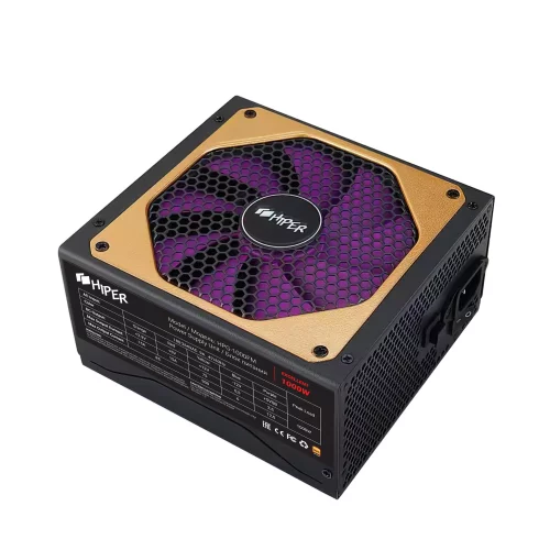 блок питания для ПК 1000 Ватт/ PSU HIPER HPG-1000FM (1000W 80+Gold, 14cm Fan, 220V input, Efficiency 90%, Modular, Black) BOX фото 13