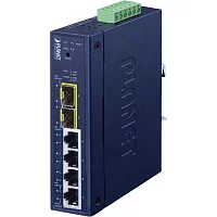 коммутатор/ PLANET IGS-4215-4T2S IP30 Industrial L2/L4 4-Port 10/100/1000T + 2-Port 100/1000X SFP Managed Switch (-40~75 degrees C, dual redundant power input on 9~48VDC/24VAC terminal block, supports ERPS Ring, CloudViewer app, MQTT and Cybersecurity fea