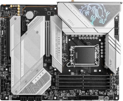 Материнская плата/ MB MSI INTEL Z790 s1700, 4xDDR5(256GB), HDMI 2.1/DP, 1xPCIe 5.0x16, 1xPCIe 4.0x16, 1xPCIe 3.0, 1xLAN (2.5GbE), Wi-Fi, BT, 8xSATA 6Gb/s, 5xM.2, 2xUSB-C, 8xUSB 3.2, ATX (MPG Z790 EDGE TI MAX WIFI)