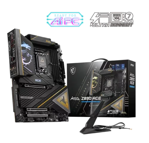 Материнская плата MSI MEG Z890 ACE Z890 (MEG Z890 ACE) Материнская плата MSI MEG Z890 ACE Z890, LGA1851, 4*DDR5, 3*PCIEx16, 5*M.2, 3*TypeC, 11*USB3.2Gen2, 4*USB3.2Gen1, 4*USB2.0, 4*SATA3.0, 10G, 2*Type-C(DP), HDMI, ATX, RTL