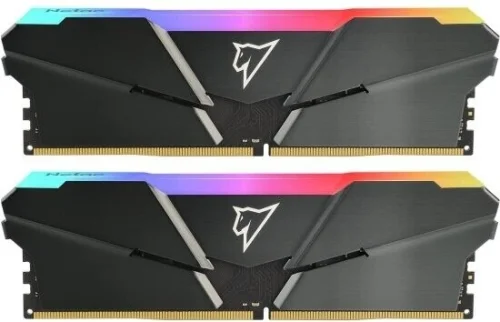 DDR 4 DIMM 16Gb (8Gbx2) PC21300, 2666Mhz, Netac Shadow NTSRD4P26DP-16E, RGB, C19 Grey, с радиатором