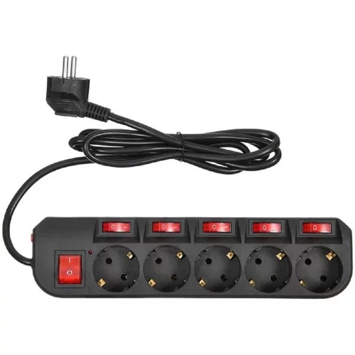 Сетевой фильтр Buro 500SH-1.8-SW-B 1.8м (5 розеток) черный (коробка) фото 2