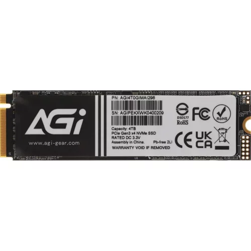 Твердотельный накопитель SSD AGI AI298 M.2 PCIe 4TB RETAIL-Color Box (AGI4T0GIMAI298-CB)