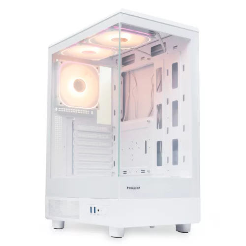 Корпус без блока питания/ HSPD F510, Panoramic Mid Tower, White, TG, 0.5 SPCC, 3x120mm ARGB ATX, mATX, mITX 180/280/160mm 1x2.5