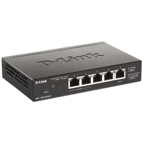Коммутатор/ EasySmart L2 Switch 4х1000Base-T (2x1000Base-T PoE), 1x1000Base-T PD PoE, PoE Budget 18W, PD PoE power only (DGS-1100-05PDV2/A1A) фото 2