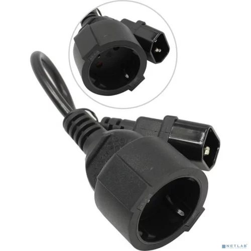 Exegate EP280681RUS Кабель-переходник (UPS-]розетка) ExeGate Power EC-30P (C14-]Евророзетка Schuko) VDE-250V-3*0.75mm2, медь, черный, 0.15м.