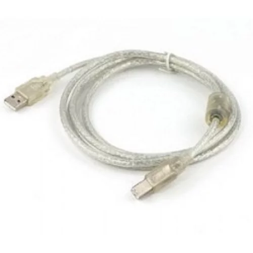 Cablexpert Кабель USB 2.0 Pro, AM/ BM, 2м, экран, 2 феррит.кольца, прозрачный (CCF-USB2-AMBM-TR-2M)