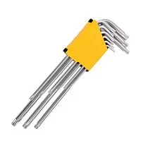 Набор шестигранных ключей "TORX" сверхдлинных Deli DL3095 9шт размеры Т10,Т15,Т20,Т25,Т27,Т30,Т40,Т45,Т50, пластиковый держатель