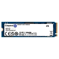 Твердотельный накопитель/ Kingston SSD NV2, 4000GB, M.2(22x80mm), NVMe, PCIe 4.0 x4, 3D TLC, R/W 3500/2800MB/s, TBW 1280, DWPD 0.3 (12 мес) (SNV2S/4000G)